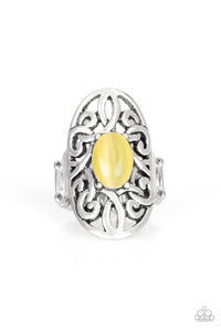 GLEAM Big- Yellow and Silver Ring- Paparazzi Accessories