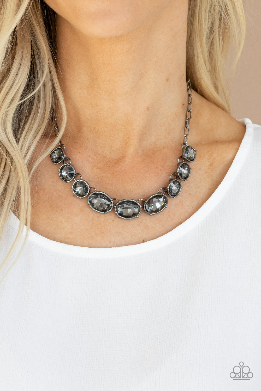 Gorgeously Glacial- Black and Gunmetal Necklace- Paparazzi Accessories