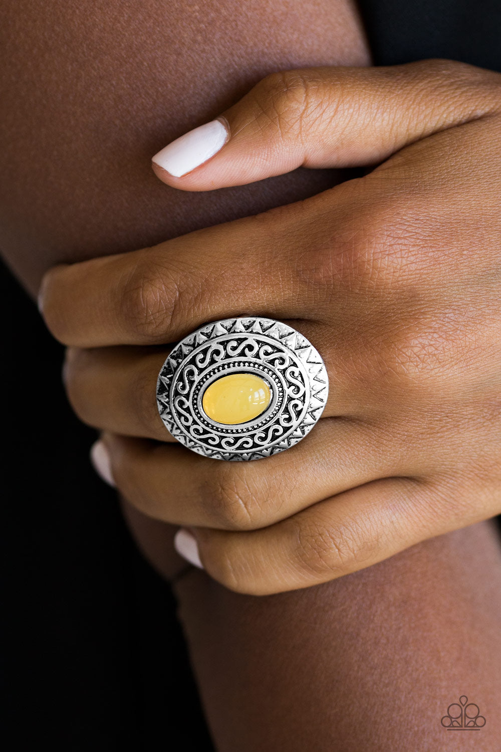 Hello Sunshine- Yellow and Silver Ring- Paparazzi Accessories