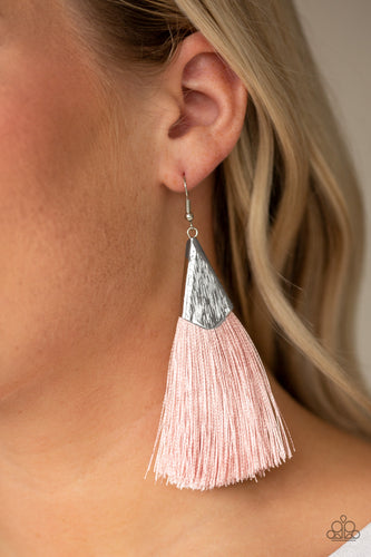 In Full PLUME- Pink and Silver Earrings- Paparazzi Accessories