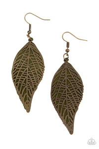 Leafy Luxury- Green and Brass Earrings- Paparazzi Accessories