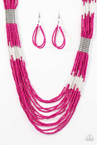 Let It BEAD- Pink and Silver Necklace- Paparazzi Accessories