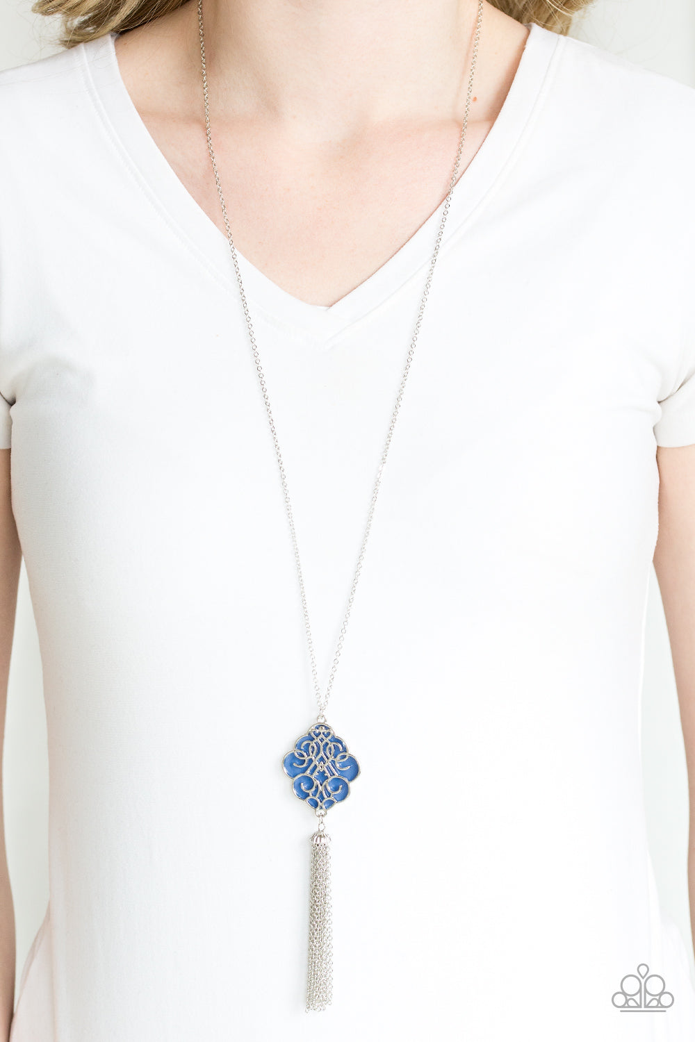 Malibu Mandala- Blue and Silver Necklace- Paparazzi Accessories