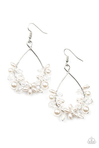 Marina Banquet- White and Silver Earrings- Paparazzi Accessories