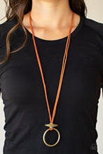 Load image into Gallery viewer, Noticeably Nomad- Orange and Brass Necklace- Paparazzi Accessories