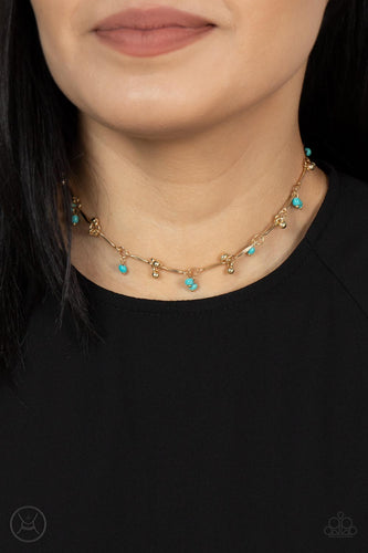Sahara Social- Blue and Gold Necklace- Paparazzi Accessories