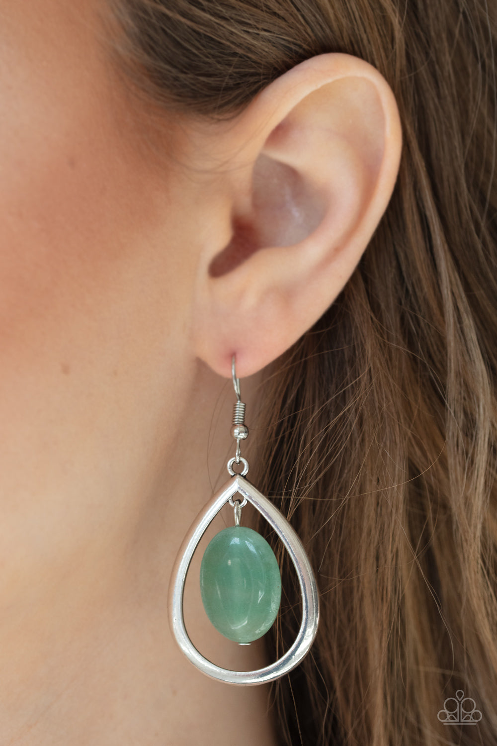 Seasonal Simplicity- Green and Silver Earrings- Paparazzi Accessories