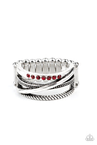 Stay In Your Lane- Red and Silver Ring- Paparazzi Accessories
