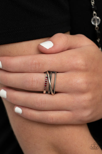 Stay In Your Lane- Red and Silver Ring- Paparazzi Accessories