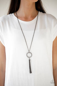 Straight To The Top- White and Gunmetal Necklace- Paparazzi Accessories