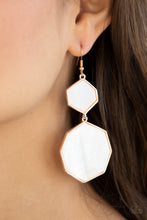 Load image into Gallery viewer, Vacation Glow- White and Rose Gold Earrings- Paparazzi Accessories