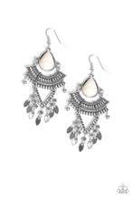 Load image into Gallery viewer, Vintage Vagabond- White and Silver Earrings- Paparazzi Accessories