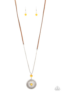 Where No MANDALA Has Gone Before- Yellow and Brown Necklace- Paparazzi Accessories