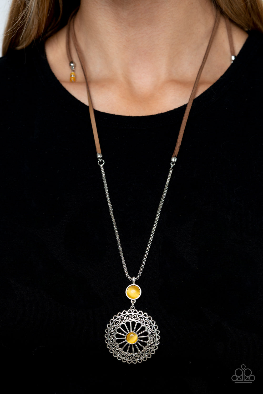 Where No MANDALA Has Gone Before- Yellow and Brown Necklace- Paparazzi Accessories