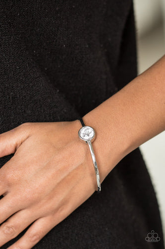 Diamonds For Breakfast- White and Silver Bracelet- Paparazzi Accessories