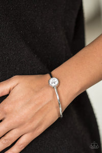 Diamonds For Breakfast- White and Silver Bracelet- Paparazzi Accessories