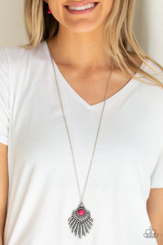 Inde-PENDANT Idol- Pink and Silver Necklace- Paparazzi Accessories
