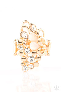 Sparkle Splash- White and Gold Ring- Paparazzi Accessories