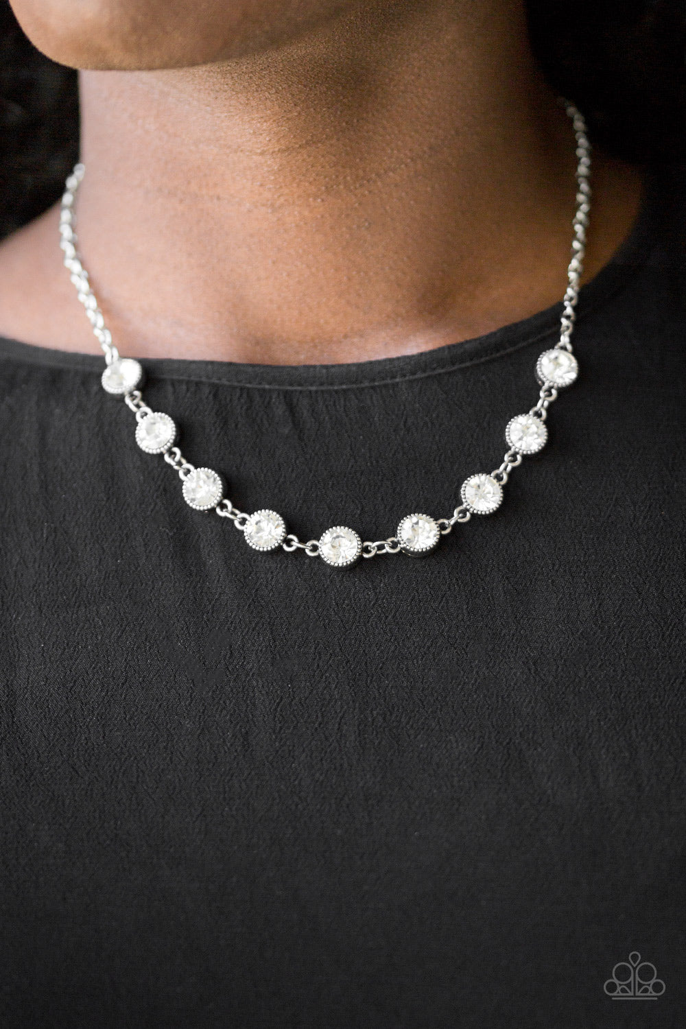 Starlit Socials- White and Silver Necklace- Paparazzi Accessories