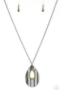 Stop, TEARDROP, and Roll- Green and Gunmetal Necklace- Paparazzi Accessories