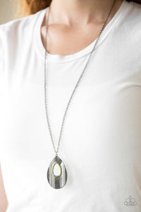 Stop, TEARDROP, and Roll- Green and Gunmetal Necklace- Paparazzi Accessories