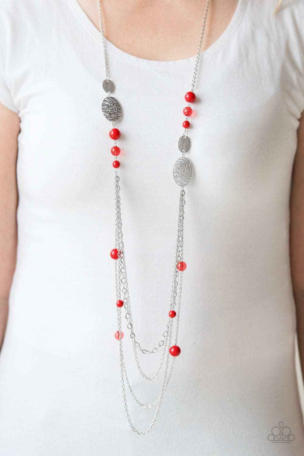 The SUMMERTIME Of Your Life- Red and Silver Necklace- Paparazzi Accessories