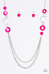 Tropical Sunsets- Pink and Silver Necklace- Paparazzi Accessories