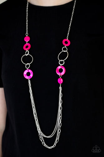Tropical Sunsets- Pink and Silver Necklace- Paparazzi Accessories