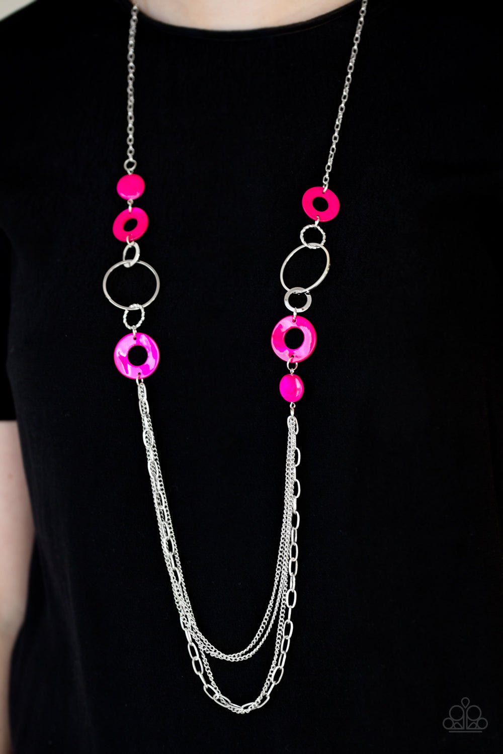 Tropical Sunsets- Pink and Silver Necklace- Paparazzi Accessories