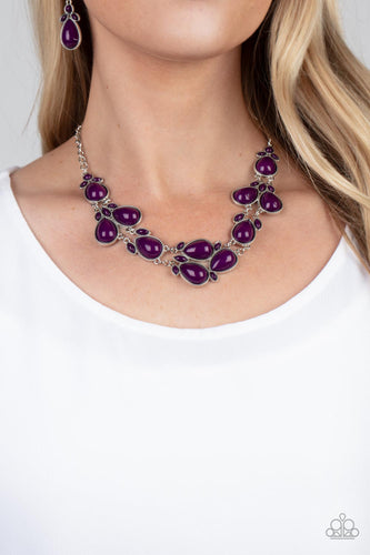 Botanical Banquet- Purple and Silver Necklace- Paparazzi Accessories