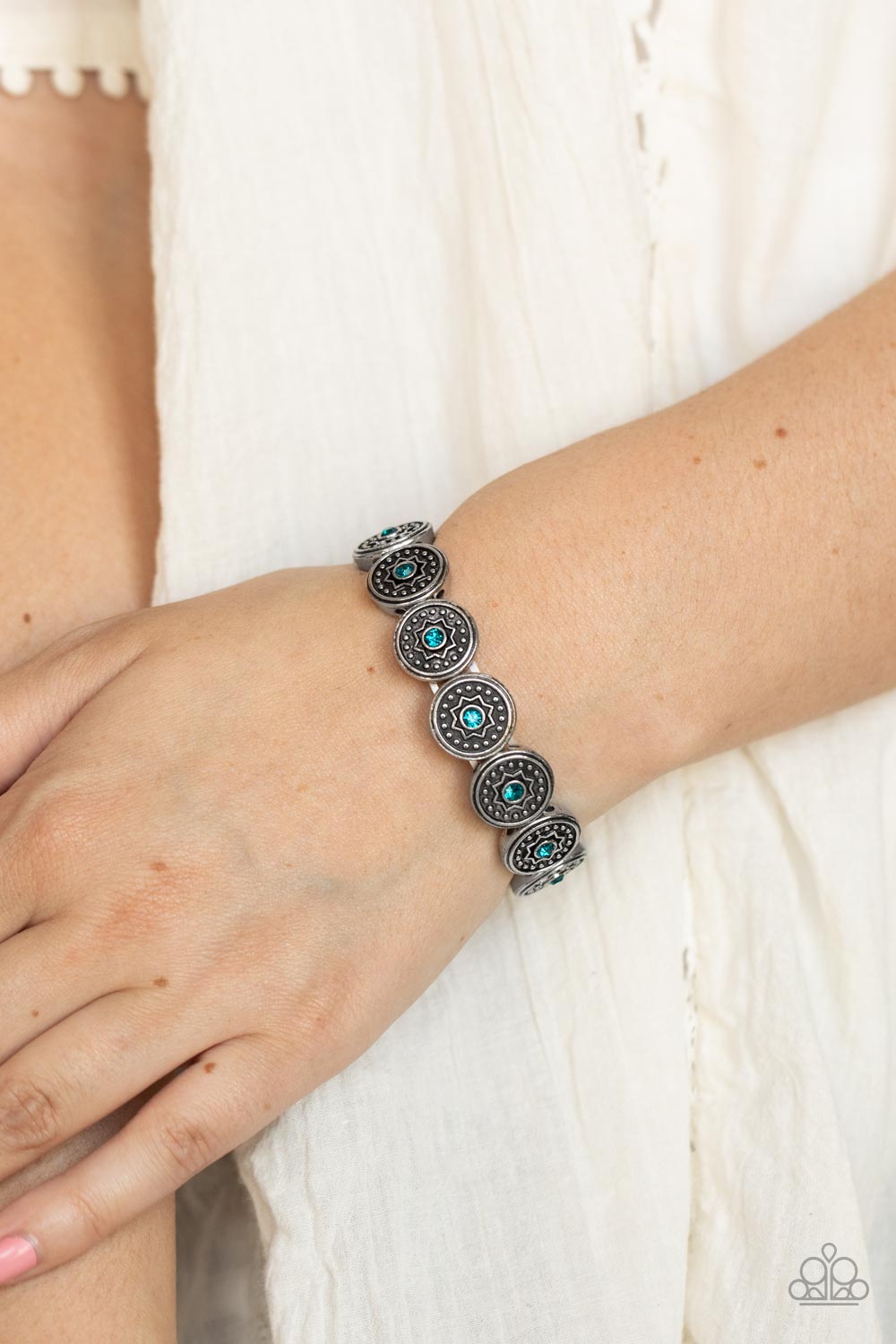 Colorfully Celestial- Blue and Silver Bracelet- Paparazzi Accessories