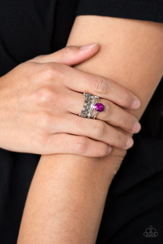 Crowned Victor- Pink and Silver Ring- Paparazzi Accessories