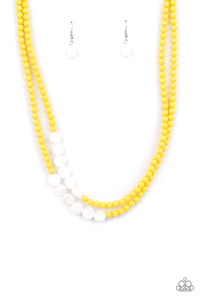 Extended STAYCATION- Yellow and White Necklace- Paparazzi Accessories