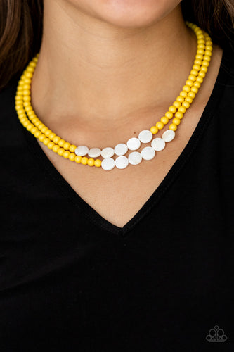 Extended STAYCATION- Yellow and White Necklace- Paparazzi Accessories