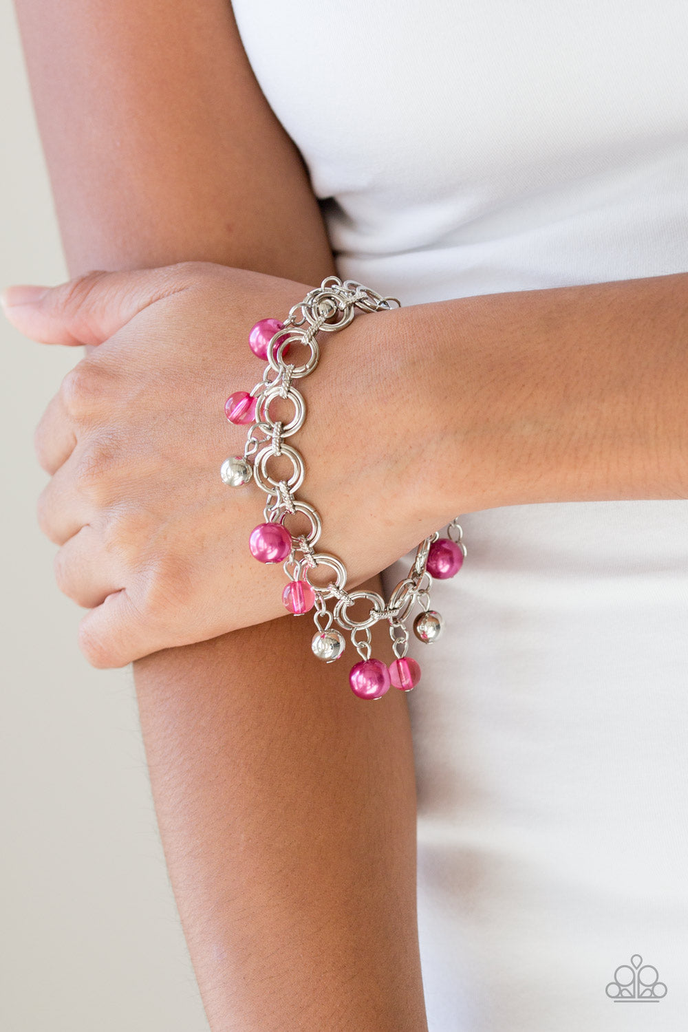 Fancy Fascination- Pink and Silver Bracelet- Paparazzi Accessories