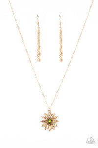 Formal Florals- Green and Gold Necklace- Paparazzi Accessories