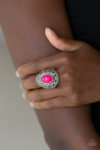 Garden Tranquility- Pink and Silver Ring- Paparazzi Accessories