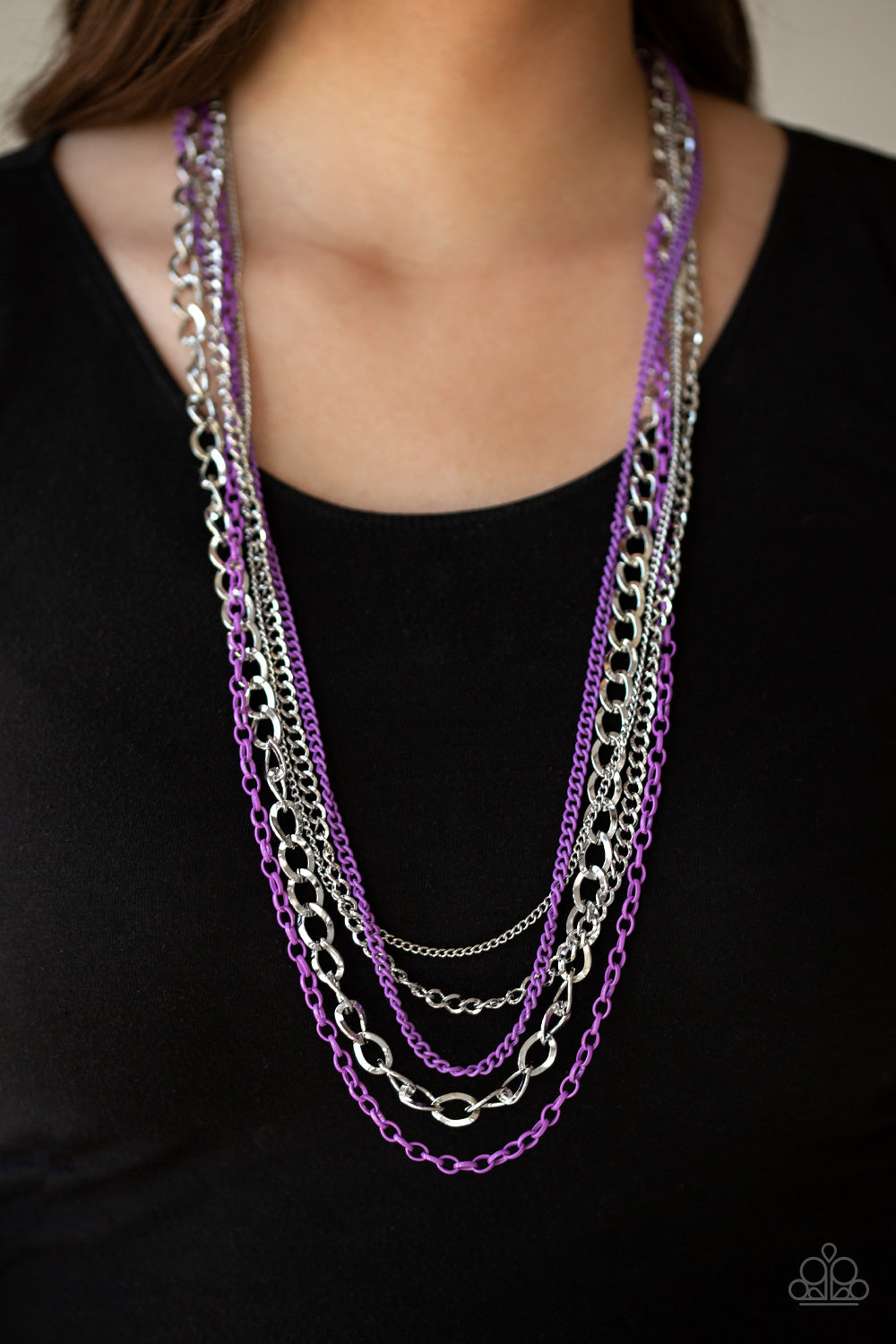Industrial Vibrance- Purple and Silver Necklace- Paparazzi Accessories