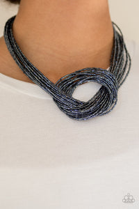 Knotted Knockout- Blue and Silver Necklace- Paparazzi Accessories
