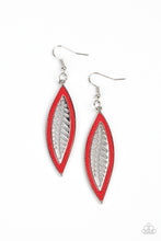 Load image into Gallery viewer, Leather Lagoon- Red and Silver Earrings- Paparazzi Accessories