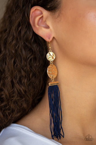 Lotus Garden- Blue and Gold Earrings- Paparazzi Accessories