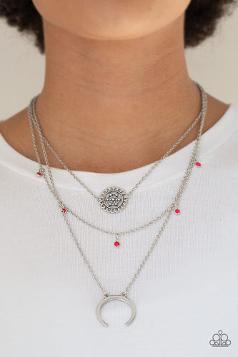 Lunar Lotus- Pink and Silver Necklace- Paparazzi Accessories