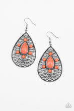 Load image into Gallery viewer, Modern Garden- Orange and Silver Earrings- Paparazzi Accessories