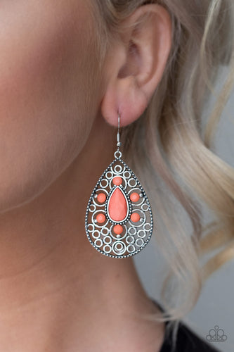 Modern Garden- Orange and Silver Earrings- Paparazzi Accessories