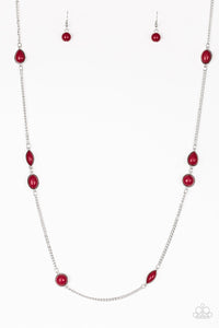 Pacific Piers- Red and Silver Necklace- Paparazzi Accessories