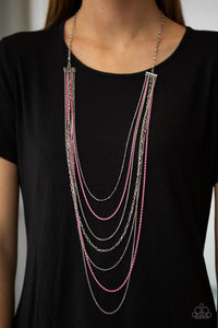 Radical Rainbows- Pink and Silver Necklace- Paparazzi Accessories