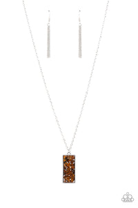 Retro Rock Collection- Brown and Silver Necklace- Paparazzi Accessories