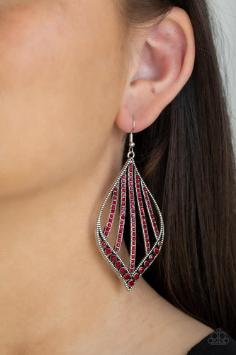 Showcase Sparkle- Red and Silver Earrings- Paparazzi Accessories