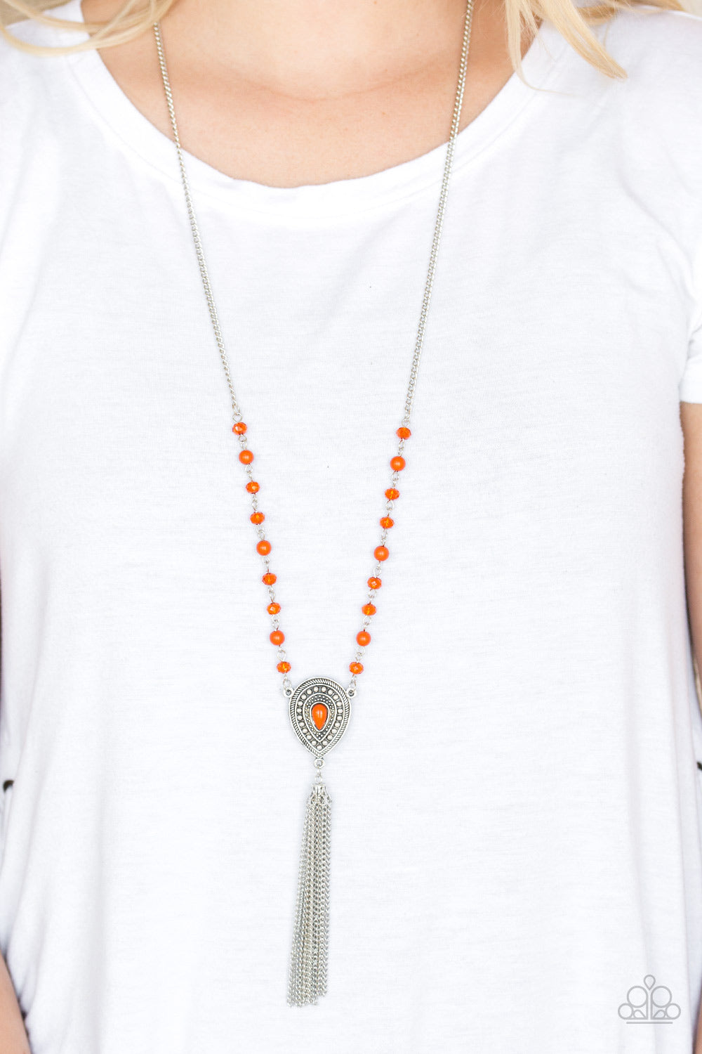 Soul Quest- Orange and Silver Necklace- Paparazzi Accessories