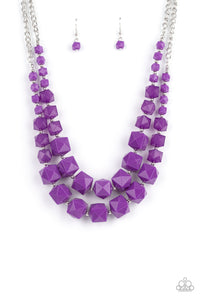 Summer Excursion- Purple and Silver Necklace- Paparazzi Accessories